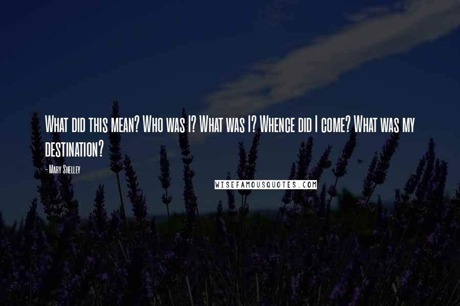 Mary Shelley quotes: What did this mean? Who was I? What was I? Whence did I come? What was my destination?