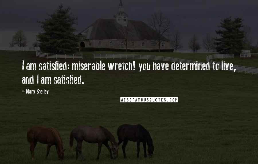 Mary Shelley quotes: I am satisfied: miserable wretch! you have determined to live, and I am satisfied.