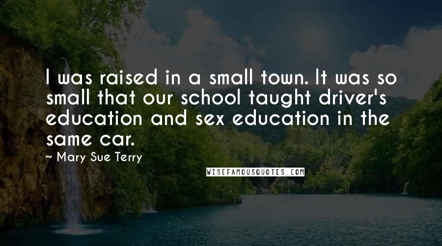 Mary Sue Terry quotes: I was raised in a small town. It was so small that our school taught driver's education and sex education in the same car.