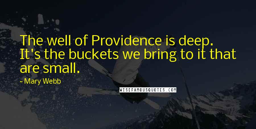Mary Webb quotes: The well of Providence is deep. It's the buckets we bring to it that are small.