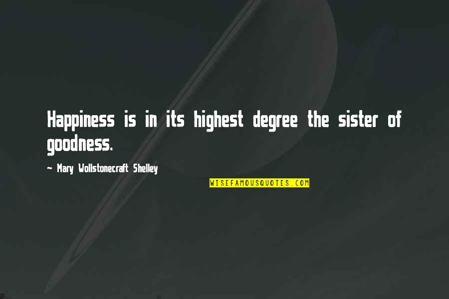 Mary Wollstonecraft Quotes By Mary Wollstonecraft Shelley: Happiness is in its highest degree the sister