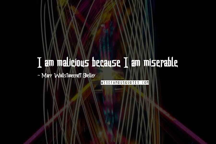 Mary Wollstonecraft Shelley quotes: I am malicious because I am miserable