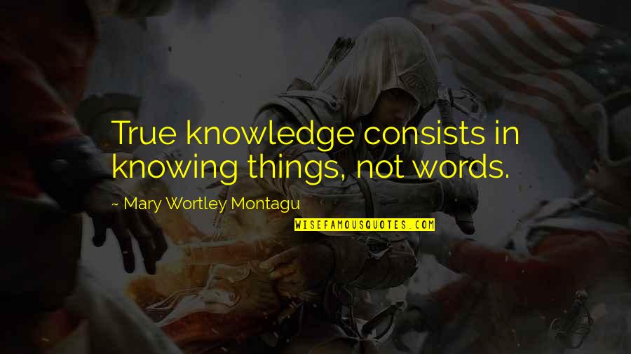 Mary Wortley Montagu Quotes By Mary Wortley Montagu: True knowledge consists in knowing things, not words.