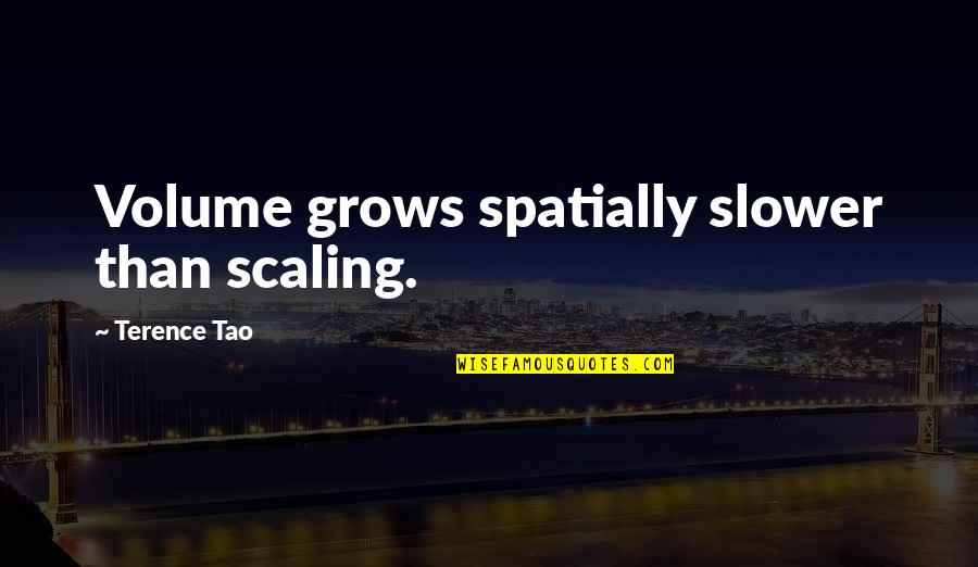 Masaaki Sakai Quotes By Terence Tao: Volume grows spatially slower than scaling. Masaaki Sakai Quotes By Terence Tao: Volume grows spatially slower than scaling.