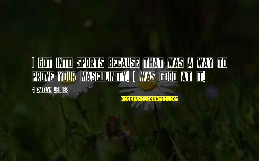 Masculinity's Quotes By Caitlyn Jenner: I got into sports because that was a Masculinity's Quotes By Caitlyn Jenner: I got into sports because that was a
