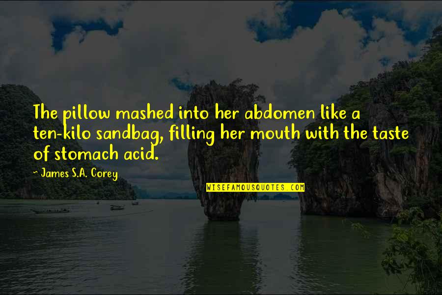 Mashed Quotes By James S.A. Corey: The pillow mashed into her abdomen like a