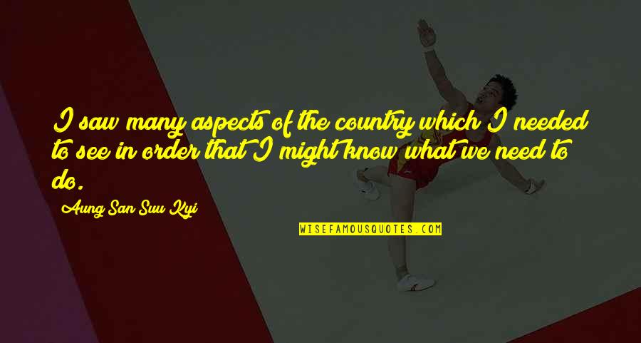 Masinda Qiz Quotes By Aung San Suu Kyi: I saw many aspects of the country which Masinda Qiz Quotes By Aung San Suu Kyi: I saw many aspects of the country which