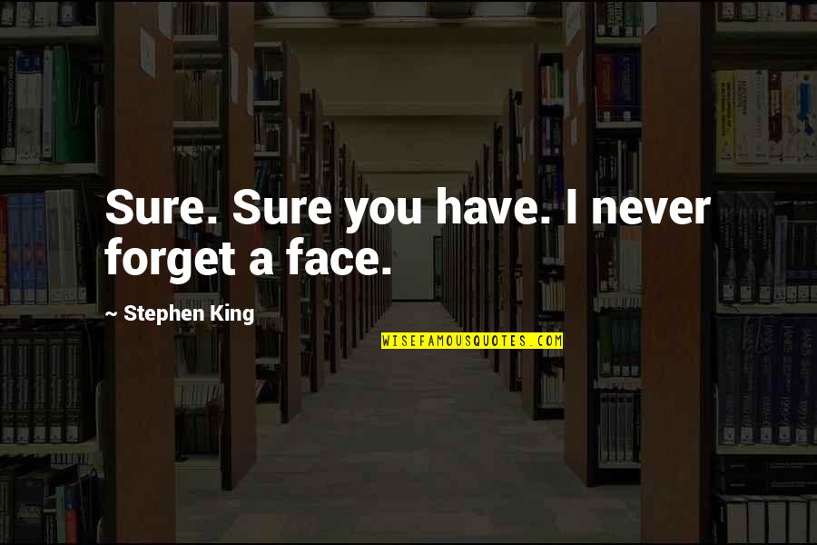 Maskarade Quotes By Stephen King: Sure. Sure you have. I never forget a