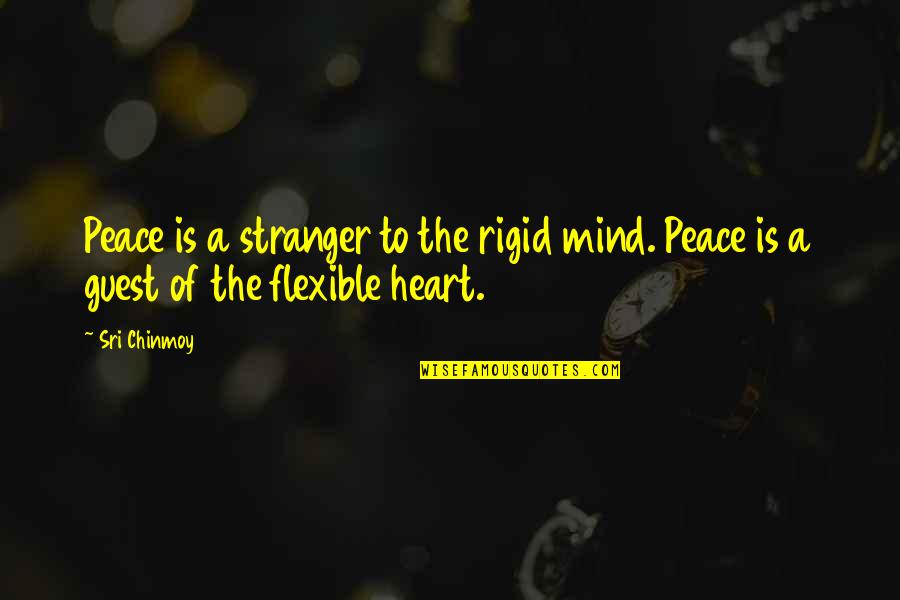 Masked Rider Quotes By Sri Chinmoy: Peace is a stranger to the rigid mind.