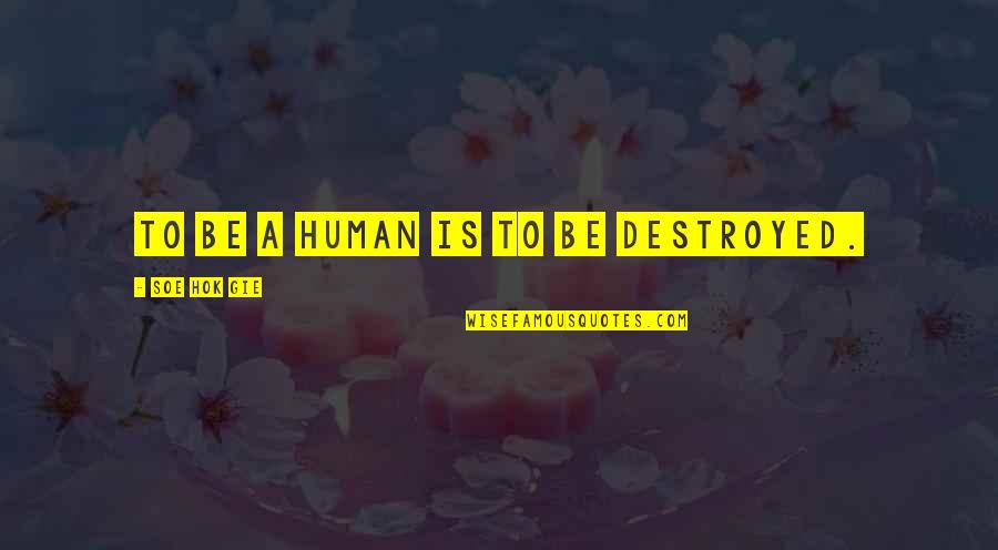 Maskless Karen Quotes By Soe Hok Gie: To be a human is to be destroyed. Maskless Karen Quotes By Soe Hok Gie: To be a human is to be destroyed.
