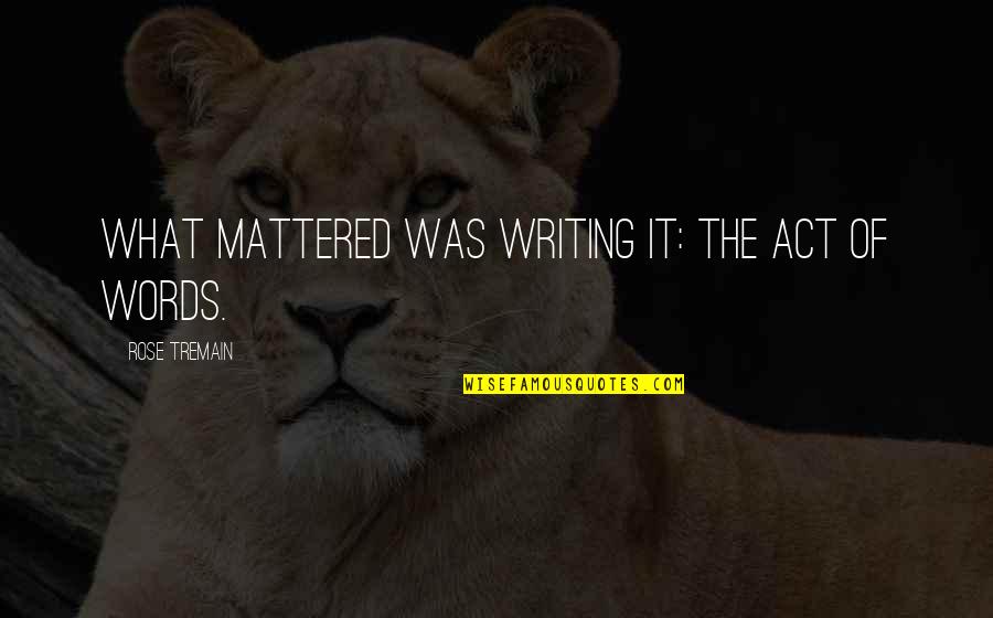 Maskless Sleep Quotes By Rose Tremain: What mattered was writing it: the act of Maskless Sleep Quotes By Rose Tremain: What mattered was writing it: the act of