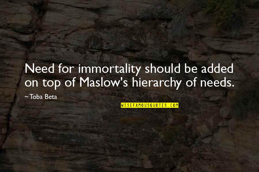 Maslow Hierarchy Quotes By Toba Beta: Need for immortality should be added on top