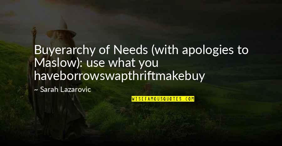 Maslow's Quotes By Sarah Lazarovic: Buyerarchy of Needs (with apologies to Maslow): use
