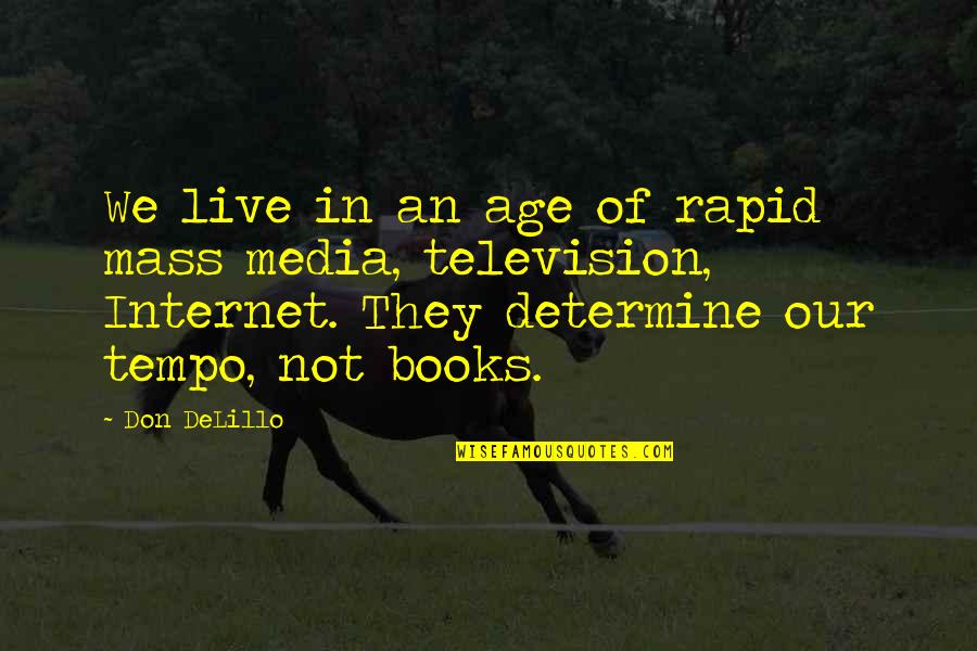 Mass Media Quotes By Don DeLillo: We live in an age of rapid mass