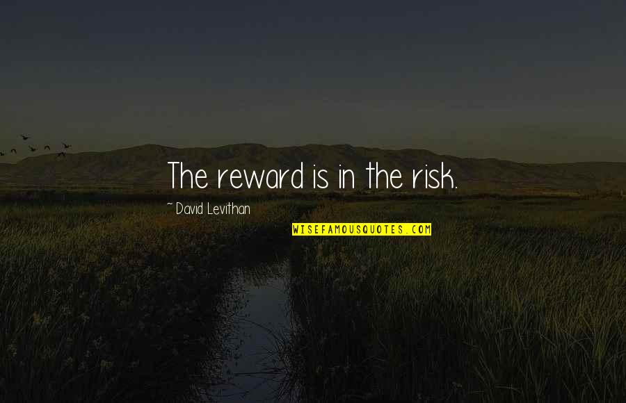 Massage Therapy Pics And Quotes By David Levithan: The reward is in the risk.