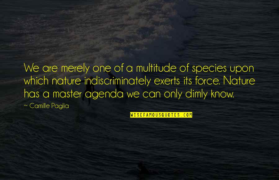 Master Of One Quotes By Camille Paglia: We are merely one of a multitude of Master Of One Quotes By Camille Paglia: We are merely one of a multitude of