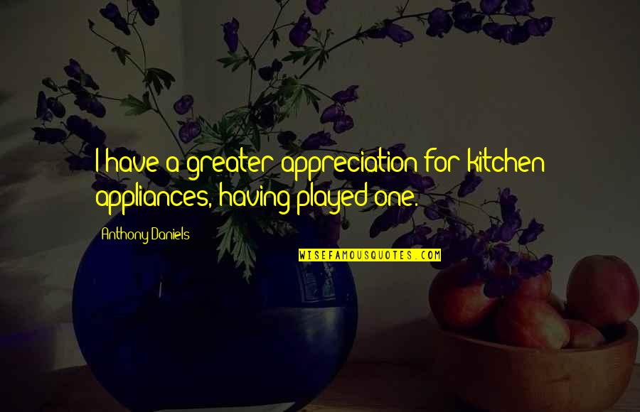 Master Plans Quotes By Anthony Daniels: I have a greater appreciation for kitchen appliances,