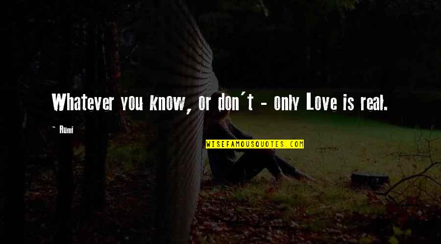 Master Skywalker Quotes By Rumi: Whatever you know, or don't - only Love