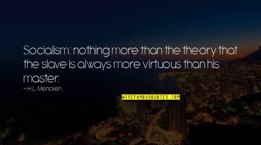 Master Slave Quotes By H.L. Mencken: Socialism: nothing more than the theory that the Master Slave Quotes By H.L. Mencken: Socialism: nothing more than the theory that the