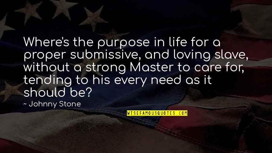 Master Slave Quotes By Johnny Stone: Where's the purpose in life for a proper