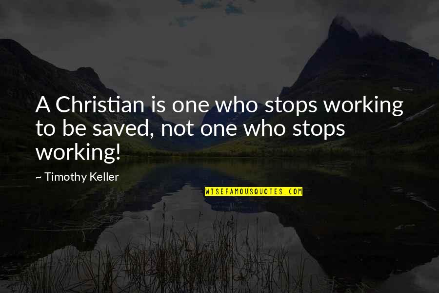 Masteron 100 Quotes By Timothy Keller: A Christian is one who stops working to