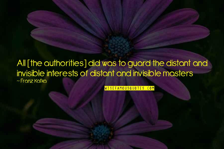 Masters Of Quotes By Franz Kafka: All [the authorities] did was to guard the