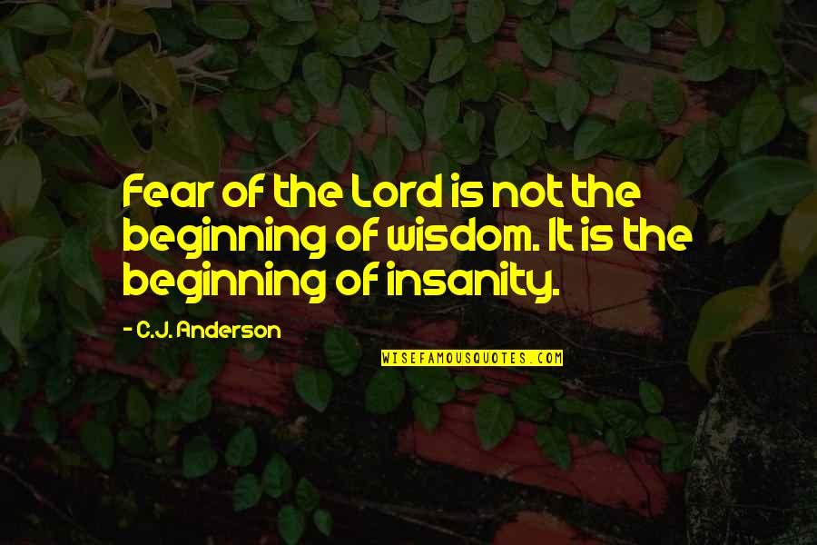 Mastrogiovanni And Dennehy Quotes By C.J. Anderson: Fear of the Lord is not the beginning