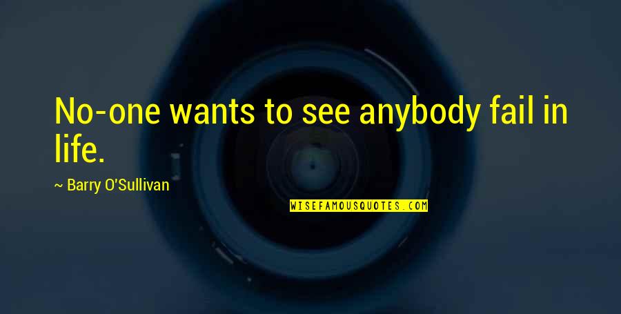 Mastrolembo Quotes By Barry O'Sullivan: No-one wants to see anybody fail in life. Mastrolembo Quotes By Barry O'Sullivan: No-one wants to see anybody fail in life.