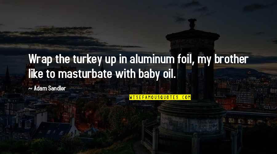 Masturbate Quotes By Adam Sandler: Wrap the turkey up in aluminum foil, my