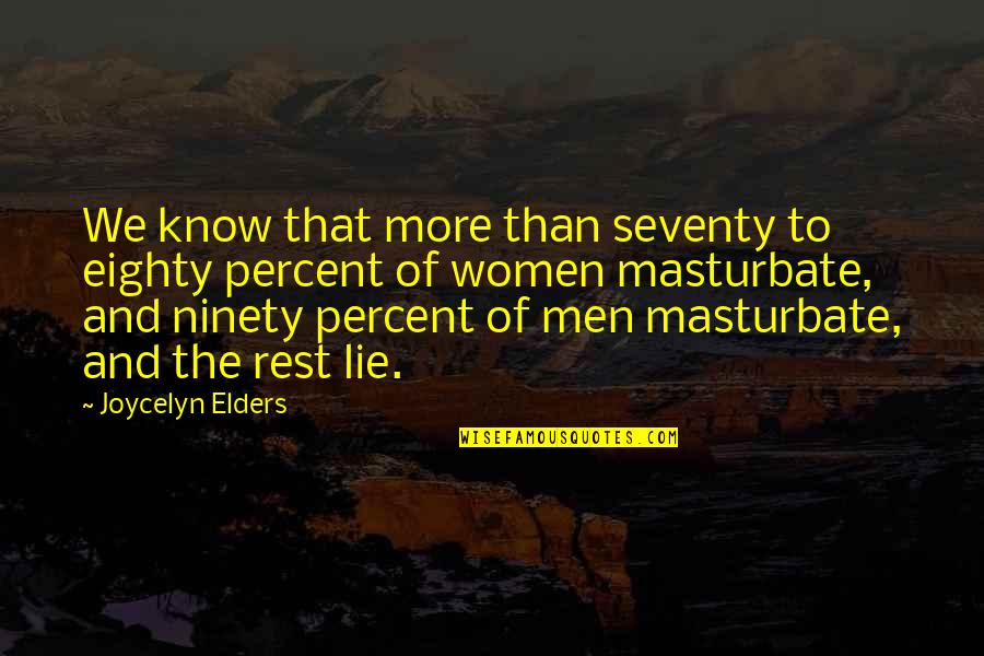 Masturbate Quotes By Joycelyn Elders: We know that more than seventy to eighty