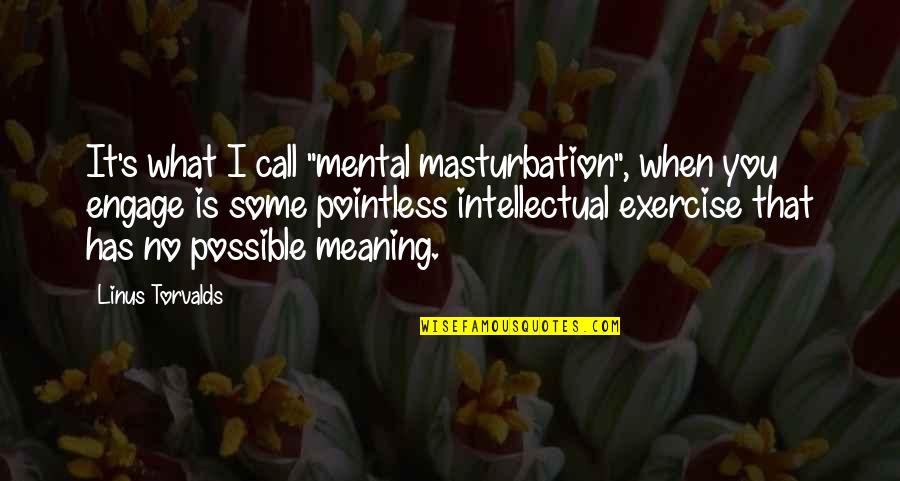 Masturbation's Quotes By Linus Torvalds: It's what I call "mental masturbation", when you