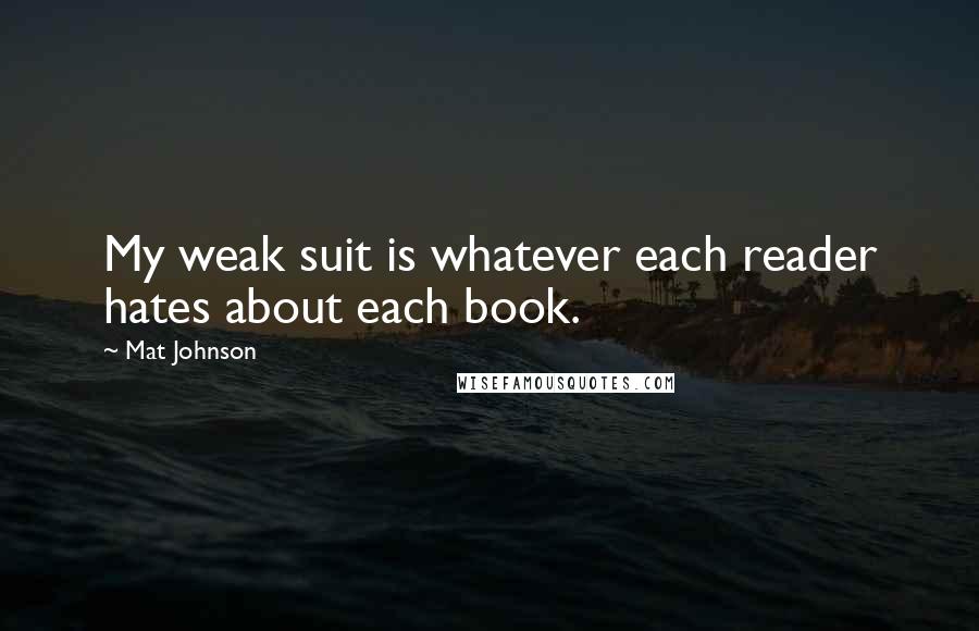 Mat Johnson quotes: My weak suit is whatever each reader hates about each book.