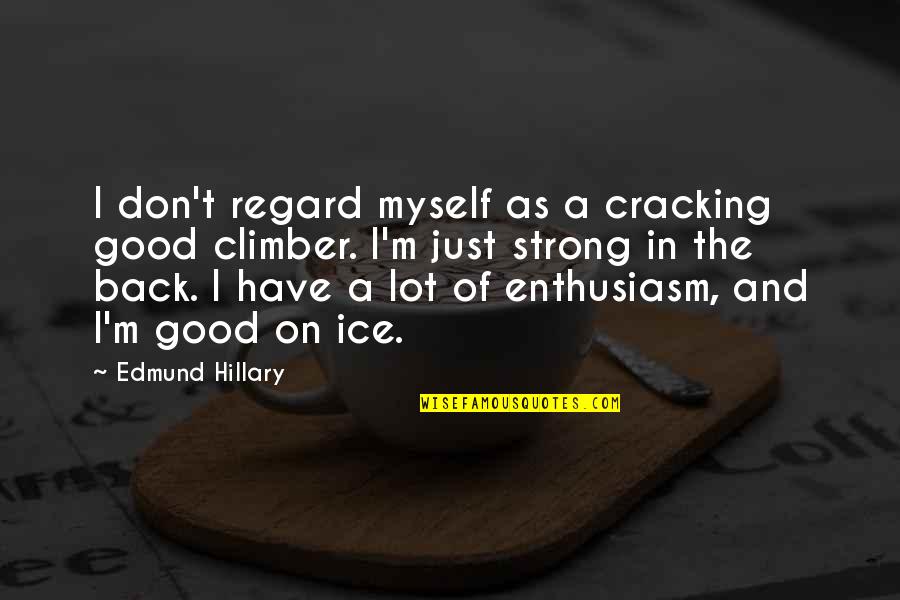 Matam E Hussain Quotes By Edmund Hillary: I don't regard myself as a cracking good