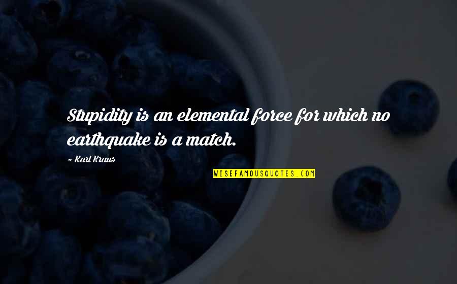 Match Quotes By Karl Kraus: Stupidity is an elemental force for which no