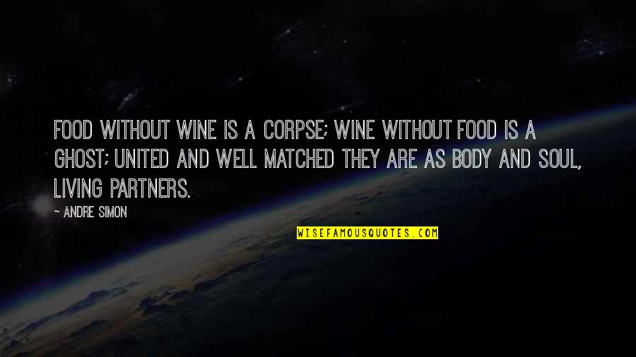 Matched Quotes By Andre Simon: Food without wine is a corpse; wine without