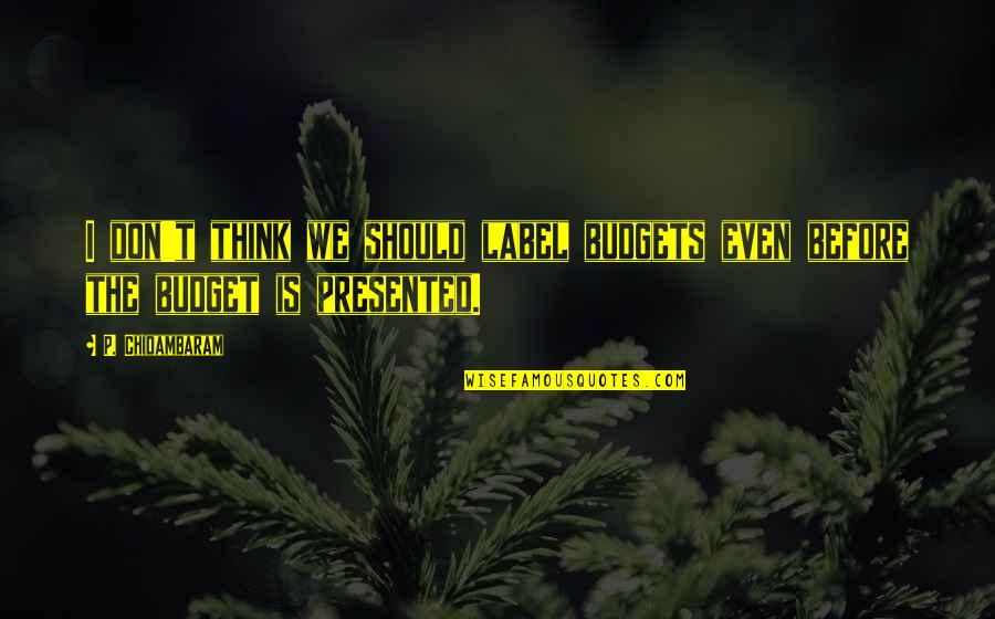 Matem Tica Absolutamente Quotes By P. Chidambaram: I don't think we should label budgets even