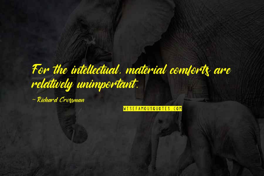 Material Quotes By Richard Crossman: For the intellectual, material comforts are relatively unimportant. Material Quotes By Richard Crossman: For the intellectual, material comforts are relatively unimportant.