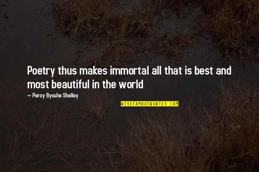Materialism And Happiness Quotes By Percy Bysshe Shelley: Poetry thus makes immortal all that is best
