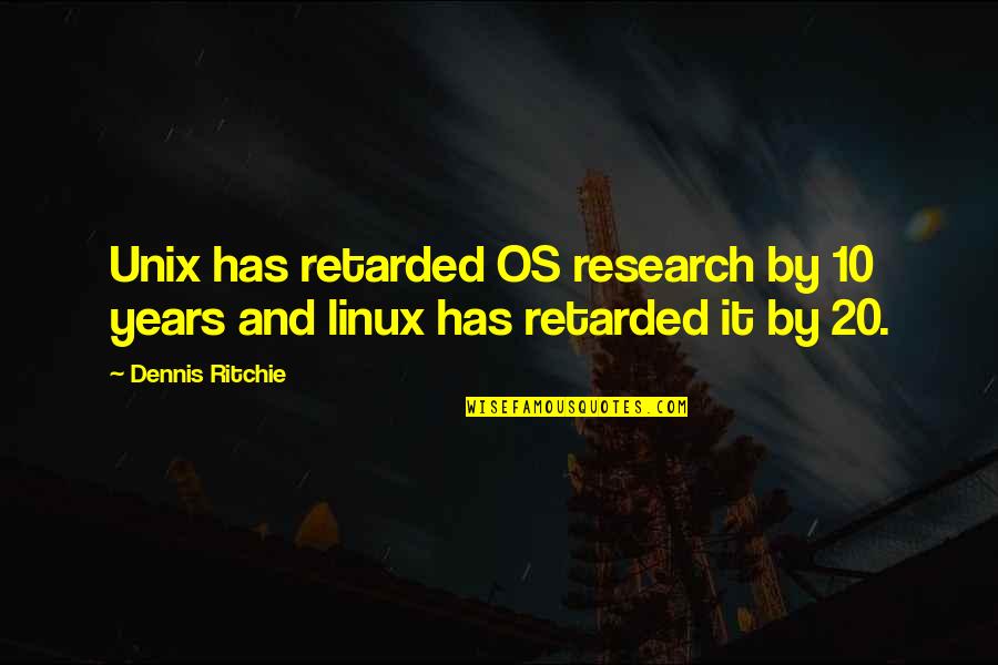 Materials Which Quotes By Dennis Ritchie: Unix has retarded OS research by 10 years