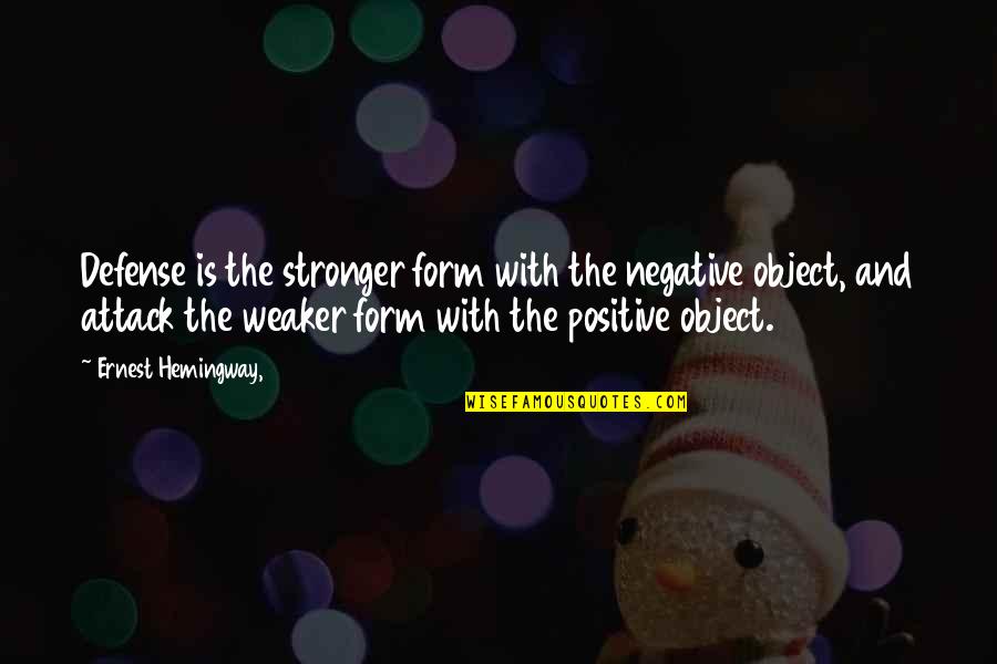 Math Real Life Quotes By Ernest Hemingway,: Defense is the stronger form with the negative