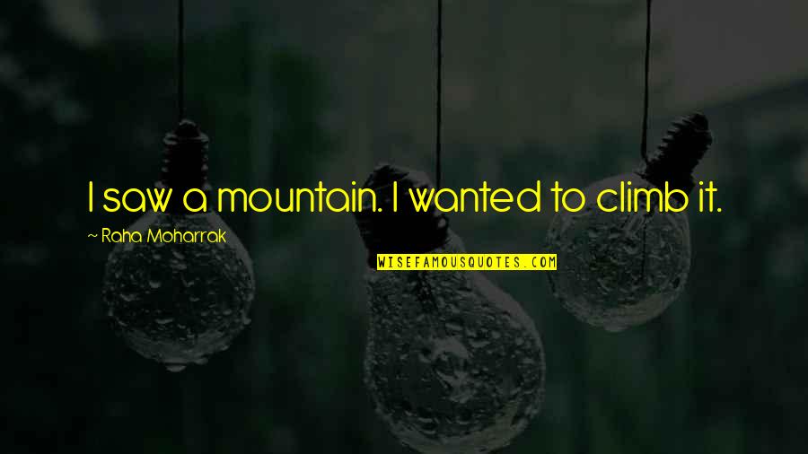 Mathematician's Lament Quotes By Raha Moharrak: I saw a mountain. I wanted to climb