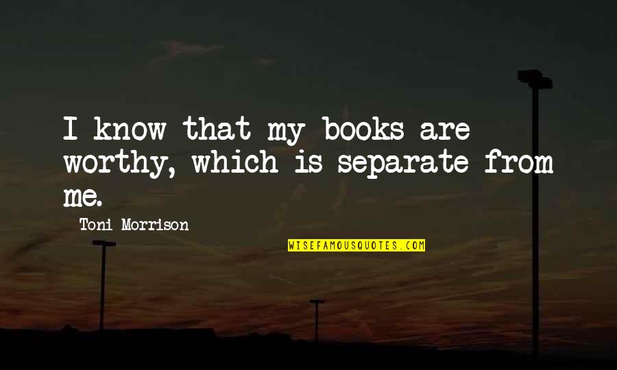 Mathematics Unites Quotes By Toni Morrison: I know that my books are worthy, which