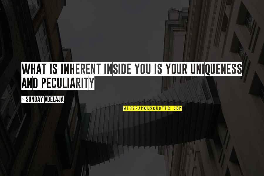 Mathematized Quotes By Sunday Adelaja: What is inherent inside you is your uniqueness