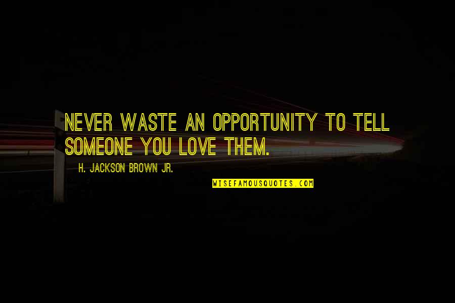 Mathematizing Quotes By H. Jackson Brown Jr.: Never waste an opportunity to tell someone you
