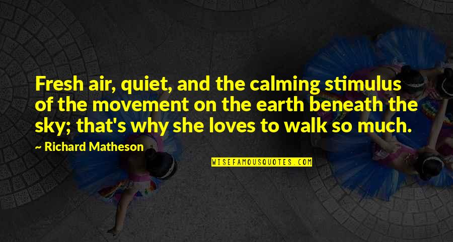 Matheson's Quotes By Richard Matheson: Fresh air, quiet, and the calming stimulus of