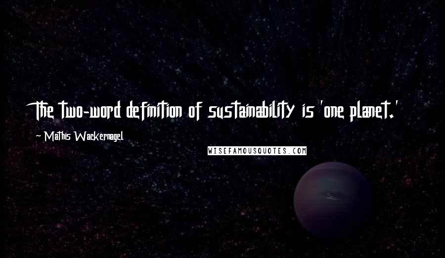 Mathis Wackernagel quotes: The two-word definition of sustainability is 'one planet.'