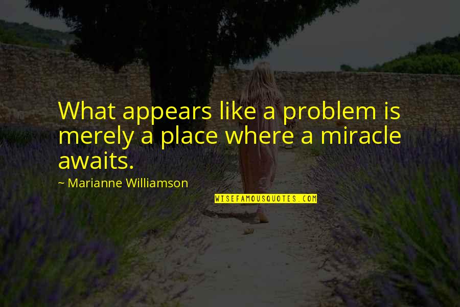 Mathlouthi Ali Quotes By Marianne Williamson: What appears like a problem is merely a Mathlouthi Ali Quotes By Marianne Williamson: What appears like a problem is merely a