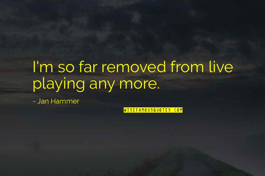 Mathot Bikes Quotes By Jan Hammer: I'm so far removed from live playing any Mathot Bikes Quotes By Jan Hammer: I'm so far removed from live playing any