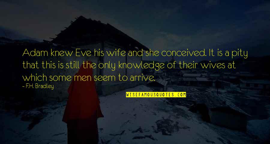 Maths Related Funny Quotes By F.H. Bradley: Adam knew Eve his wife and she conceived.