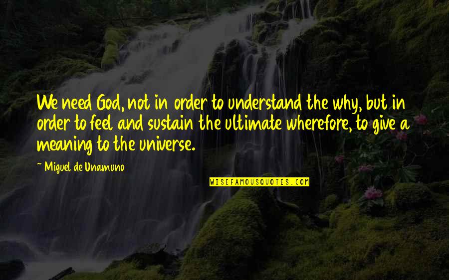 Matiki Quotes By Miguel De Unamuno: We need God, not in order to understand